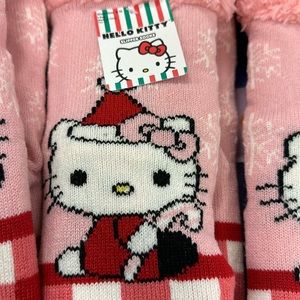 Hello Kitty Sanrio Long Cozy Candy Cane Santa Slipper Socks NEW! 🎄🎁